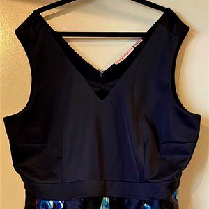 Size 28 Blue and Floral print Aline Dress Penningtons